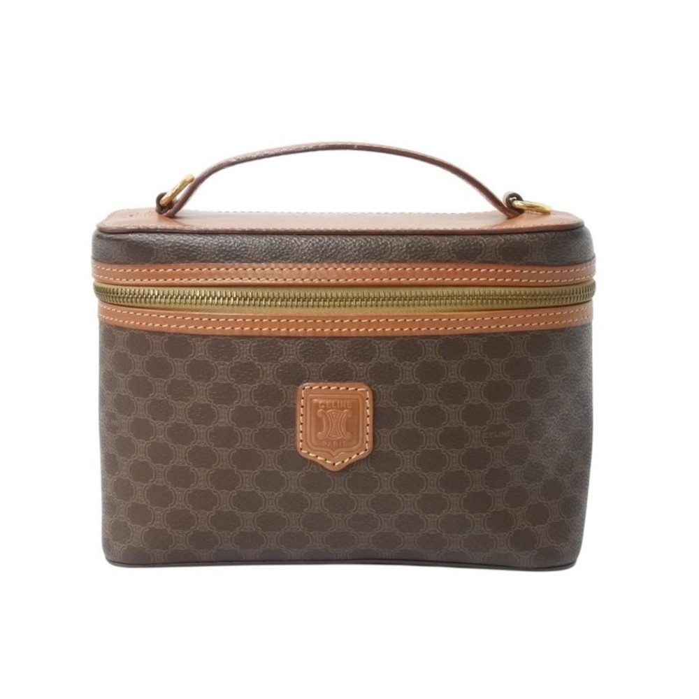 CELINE Macadam handbag vanity bag cosmetic pouch leather brown